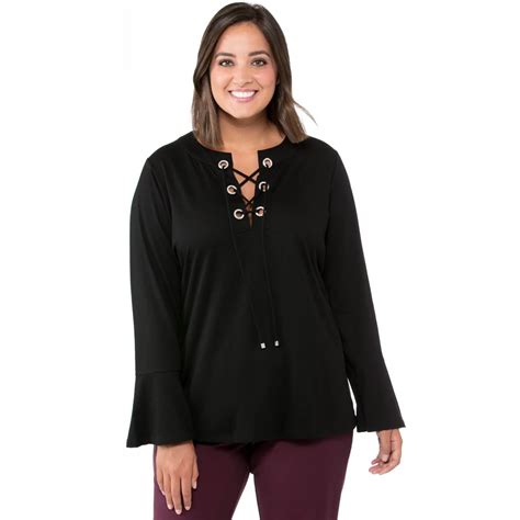 michael kors lace up grommet top with bell sleeves|Michael Kors Grommet Bell.